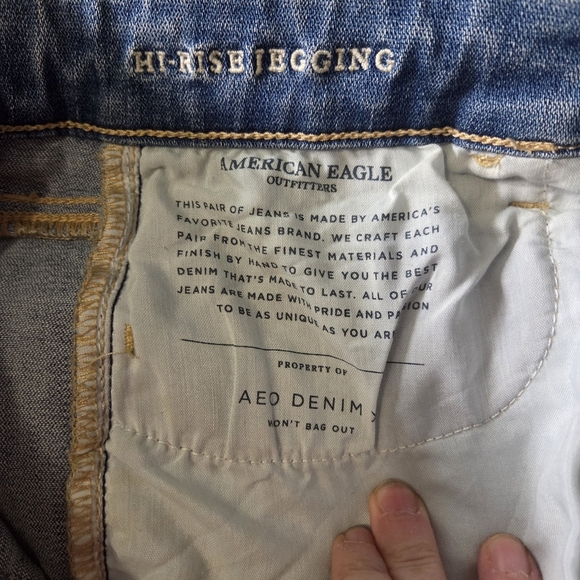 ⭐️American Eagle Blue Distressed Jeggings Size 4 - Picture 6 of 6